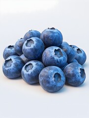 Obraz premium Closeup of Vibrant Fresh Blueberries on Clean White Background