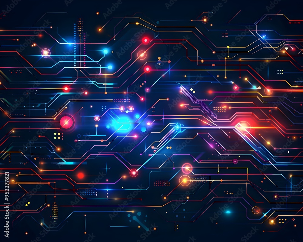 Aufkleber sleek and bright high tech circuit frame background for technology related designs