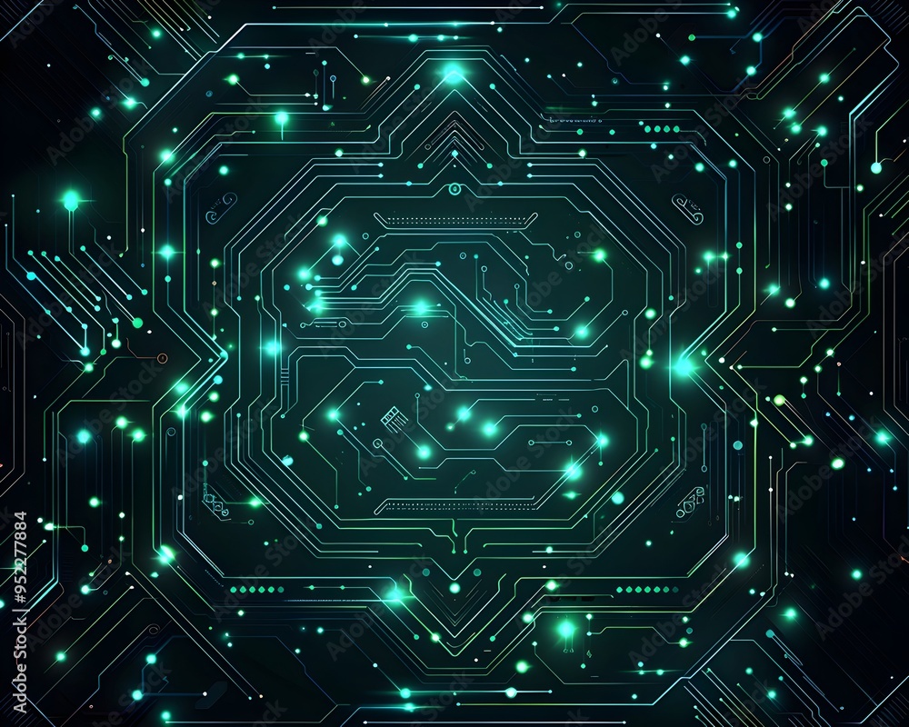 Poster high tech circuit frame with sleek glowing elements for technology designs