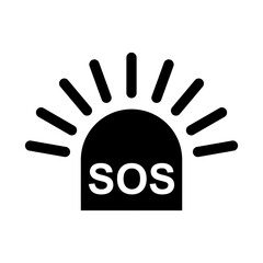 SOS help icon, safety support alert flat design, save vector illustration