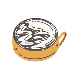 Illustration stamp stickers icons design dessert food drink coffee tea capuchino line decoration
