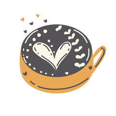 Illustration stamp stickers icons design dessert food drink coffee tea capuchino line decoration