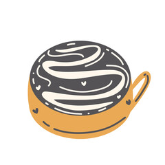 Illustration stamp stickers icons design dessert food drink coffee tea capuchino line decoration