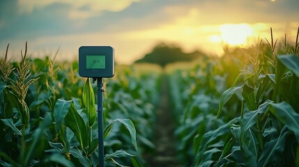 Weather station in corn field 5G technology with smart farming concept : Generative AI