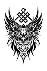 Obraz premium Nightingale Bird head very simple traditional tattoo flash styles illustration