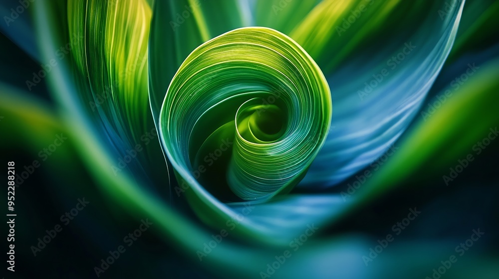 Poster The palm leaf curls towards the center Abstract nature background : Generative AI