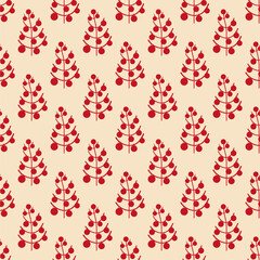 Seamless New Year and Christmas print pattern wallpaper background with decorative fir trees vector illustration winter minimalism picture 