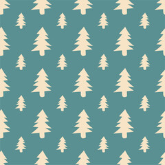 Seamless New Year and Christmas print pattern wallpaper background with decorative fir trees vector illustration winter minimalism picture 