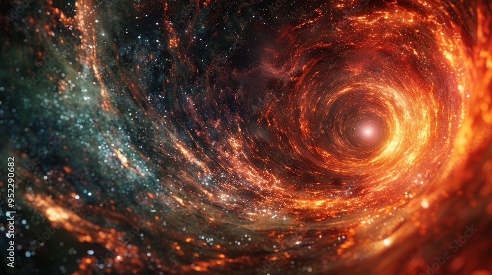 Poster a cosmic whirlwind that distorts and twists the space around it, as if sucking everything into a bot