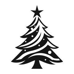 Christmas tree Black silhouette Vector Illustration isolated on a white background