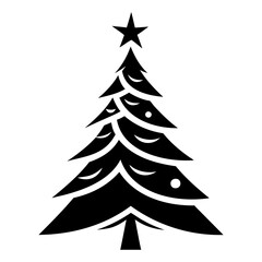Christmas tree Black silhouette Vector Illustration isolated on a white background