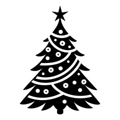 Fototapeta premium Christmas tree Black silhouette Vector Illustration isolated on a white background