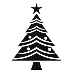 Christmas tree Black silhouette Vector Illustration isolated on a white background