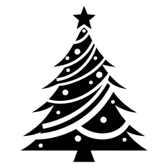 Christmas tree Black silhouette Vector Illustration isolated on a white background
