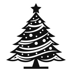 Christmas tree Black silhouette Vector Illustration isolated on a white background
