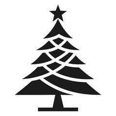 Fototapeta premium Christmas tree Black silhouette Vector Illustration isolated on a white background