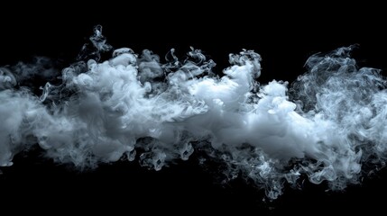 Smoke billows densely, clearly outlined against a black background