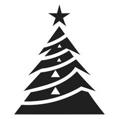 Christmas tree Black silhouette Vector Illustration isolated on a white background