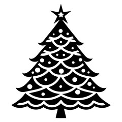 Christmas tree Black silhouette Vector Illustration isolated on a white background