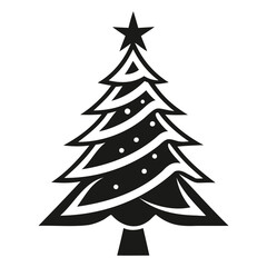 Obraz premium Christmas tree Black silhouette Vector Illustration isolated on a white background