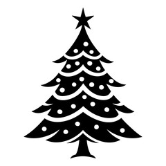 Christmas tree Black silhouette Vector Illustration isolated on a white background