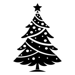 Christmas tree Black silhouette Vector Illustration isolated on a white background
