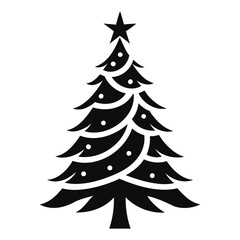 Christmas tree Black silhouette Vector Illustration isolated on a white background