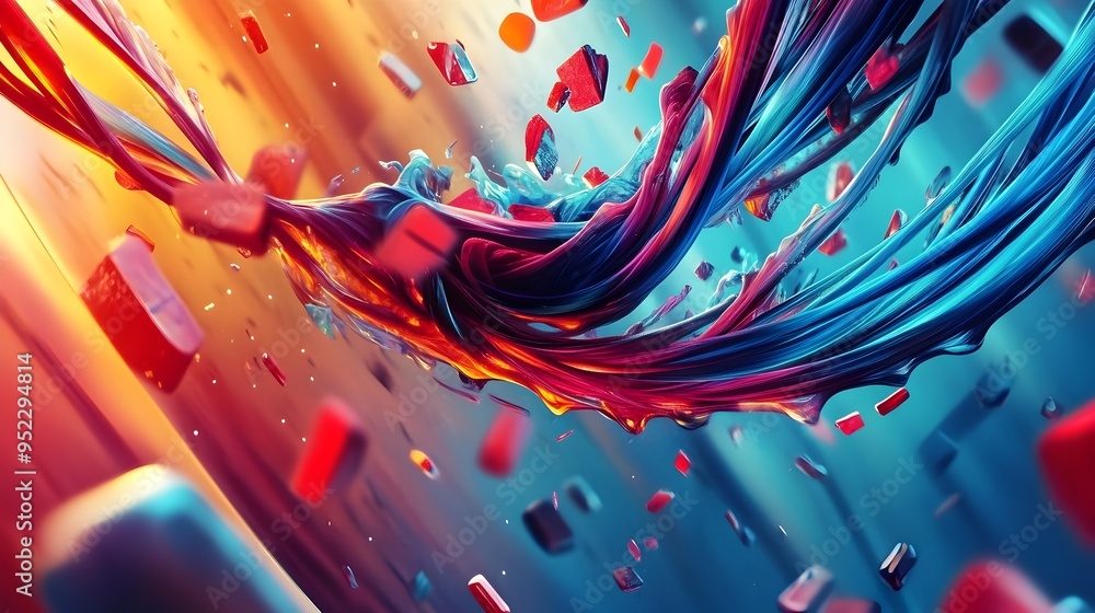 Canvas Prints explosive colorful digital liquid burst abstract motion design art backdrop