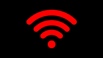 red Wi-Fi icon. Wi-Fi wireless internet signal on black background.