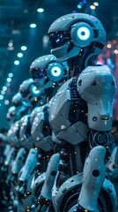 Fototapeta premium AI Powered Robots Curating Immersive Experiences in a Futuristic Theme Park