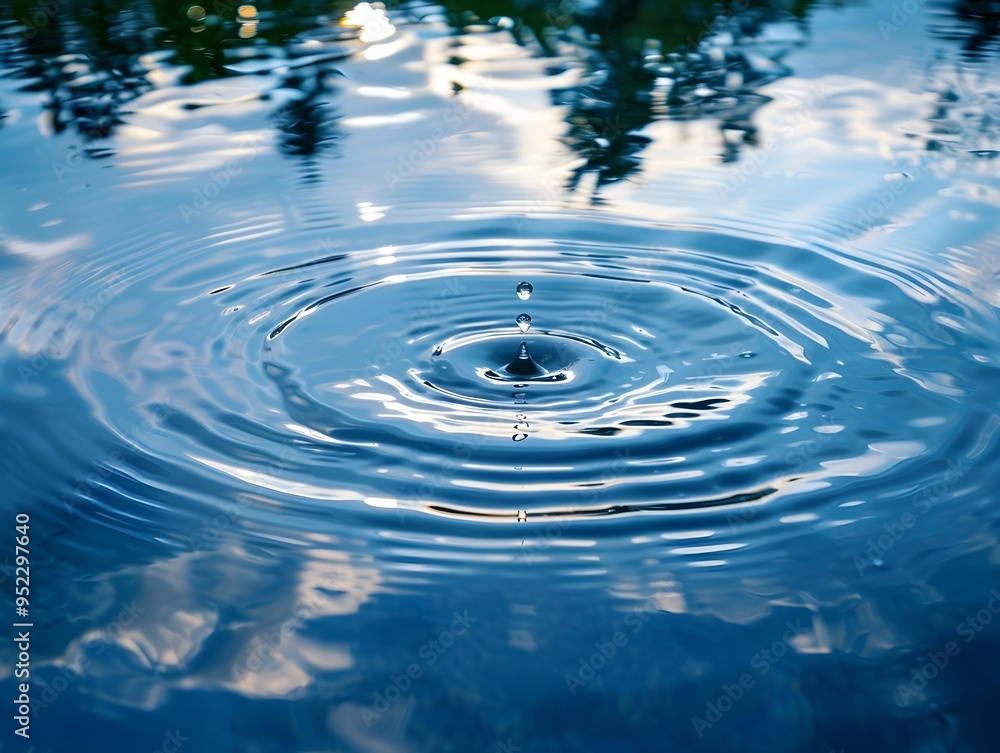 Aufkleber mesmerizing ripples water drop creating captivating reflections in a puddle