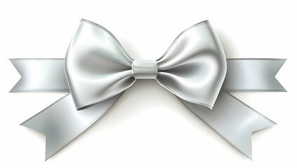Naklejka premium A beautiful silver ribbon bow, perfect for gifts, decorations, and elegant occasions, adding a touch of sophistication and style.