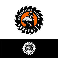 Carpentry Woodworks Retro Carpenter Sawmill Logo Vector Template Design 