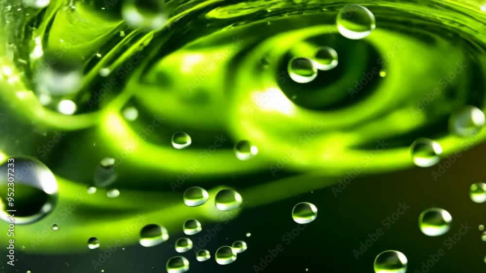 Poster a green liquid is splashing out of a container. concept of movement and energy, as if the liquid is 