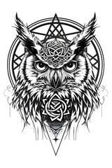 Obraz premium Owl Bird head very simple traditional tattoo flash styles illustration