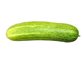 Cucumbers, fresh green leaves arranged in a pattern similar resting on a white cloth.	
