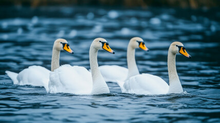 Whooper swans on water
