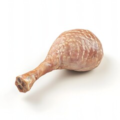 Isolated and Glistening Roasted Turkey Leg on Clean White Background