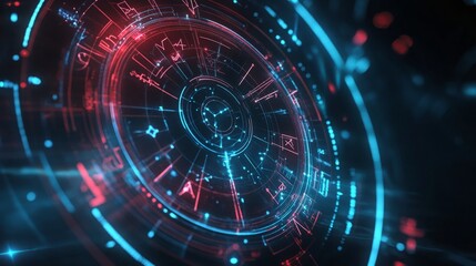 Fototapeta premium Futuristic Zodiac Signs Displayed in a Modern and Innovative Style, Featuring Sleek Design and Advanced Visual Elements