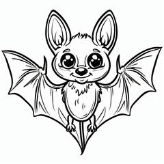 bat children coloring book page isolated