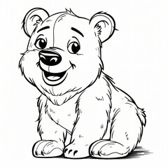 bear children coloring book page isolated