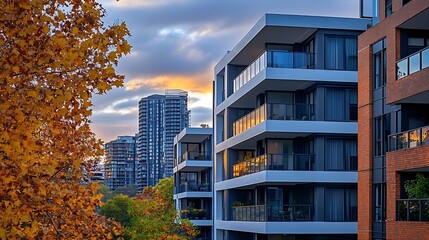 Obraz premium Residential and commercial Apartment building in inner Melbourne suburb VIC Sydney NSW Australia : Generative AI