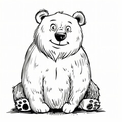 bear children coloring book page isolated