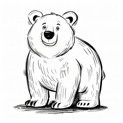 bear children coloring book page isolated