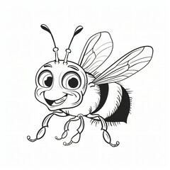 bee children coloring book page isolated