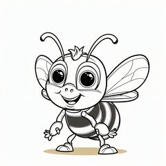 bee children coloring book page isolated