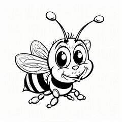 bee children coloring book page isolated