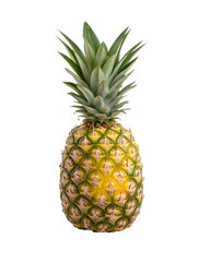 Fototapeta premium Pineapple with green leaves isolated on transparent background
