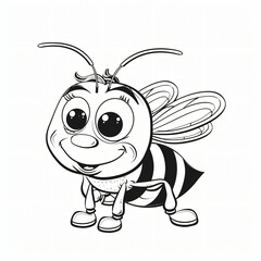 bee children coloring book page isolated