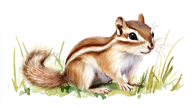 Chipmunk, watercolor clipart illustration with isolated background